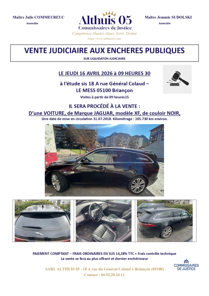 VENTE AUX ENCHERES PUBLIQUES DU 16.04.2026